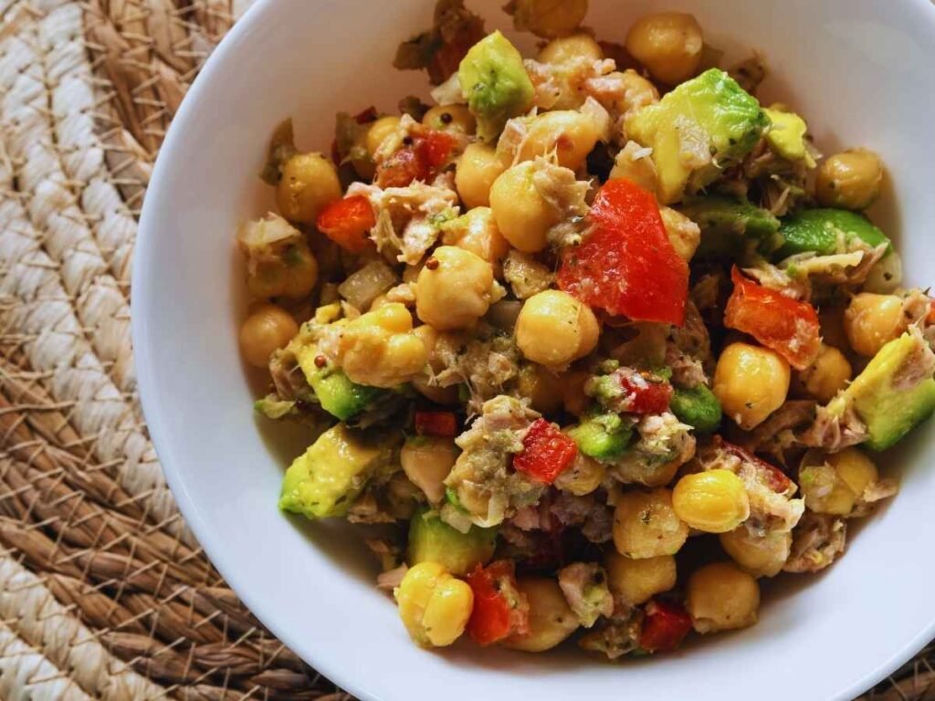 pasta avocado chickpea salad